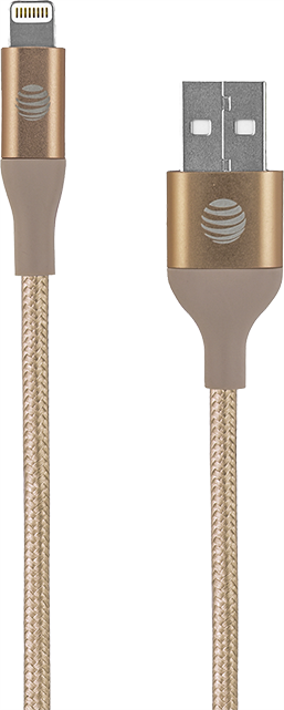 AT&T Braided 6 FT Lightning Cable - Gold